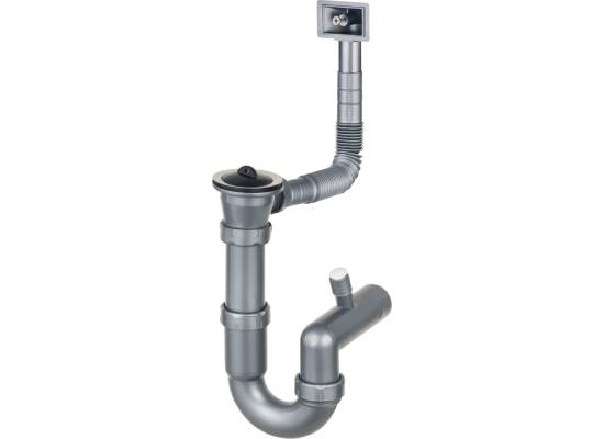 DEANTE ZXY_9923 Syfon do zlewozmywaka stalowego nakładanego 1-komorowego - odpływ 2"