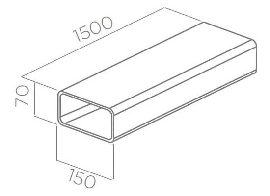 Rura ELICA prostokątna 150x70x1500 mm (1052B)