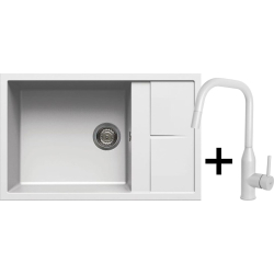 Zestaw ELLECI | zlew UNICO 310 + bateria DORA PLUS | bianco G68 (LGU31068+MGKDRP68)