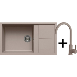 Zestaw ELLECI | zlew UNICO 410 + bateria C01 CADDY | tortora G43 (LGU41043+MGKC0143)
