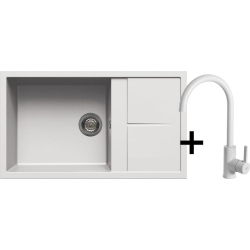 Zestaw ELLECI | zlew UNICO 410 + bateria C01 CADDY | bianco G68 (LGU41068+MGKC0168)