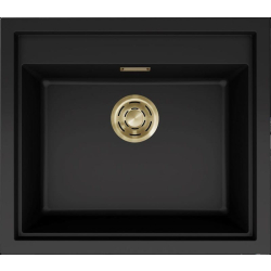 Zlew ELLECI SINTESI 105-GLD black (K86) KERATEK + złoty odpływ (LKS10586GLD) *** zamów wycięcie otworów GRATIS ***
