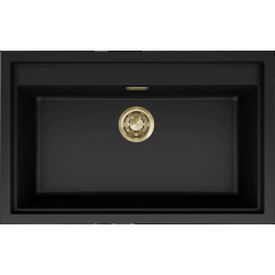 Zlew ELLECI SINTESI 130-GLD black (K86) KERATEK + złoty odpływ (LKS13086GLD) *** zamów wycięcie otworów GRATIS ***