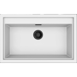 Zlew ELLECI SINTESI 130-BKM white (K96) KERATEK + czarny odpływ (LKS13096BKM) *** zamów wycięcie otworów GRATIS ***