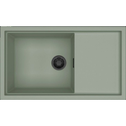 Zlew ELLECI SINTESI 410-BKM sage green (K82) KERATEK + czarny odpływ (LKS41082BKM) *** zamów wycięcie otworów GRATIS ***