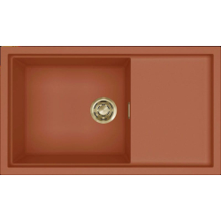 Zlew ELLECI SINTESI 410-GLD clay (K83) KERATEK + złoty odpływ (LKS41083GLD) *** zamów wycięcie otworów GRATIS ***