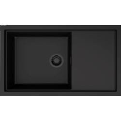 Zlew ELLECI SINTESI 410-BKM black (K86) KERATEK + czarny odpływ (LKS41086BKM) *** zamów wycięcie otworów GRATIS ***