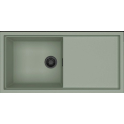 Zlew ELLECI SINTESI 480-BKM sage green (K82) KERATEK + czarny odpływ (LKS48082BKM) *** zamów wycięcie otworów GRATIS ***