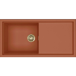 Zlew ELLECI SINTESI 480-GLD clay (K83) KERATEK + złoty odpływ (LKS48083GLD) *** zamów wycięcie otworów GRATIS ***