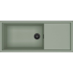 Zlew ELLECI SINTESI 510-BKM sage green (K82) KERATEK + czarny odpływ (LKS51082BKM) *** zamów wycięcie otworów GRATIS ***
