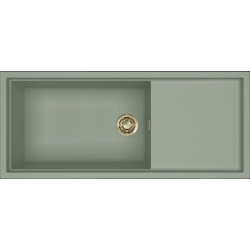 Zlew ELLECI SINTESI 510-GLD sage green (K82) KERATEK + złoty odpływ (LKS51082GLD) *** zamów wycięcie otworów GRATIS ***