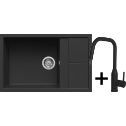 Zestaw ELLECI | zlew UNICO 310 + bateria DORA PLUS | black K86 (LKU31086+MKKDRP86)
