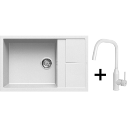 Zestaw ELLECI | zlew UNICO 310 + bateria DORA PLUS | white K96 (LKU31096+MKKDRP96)