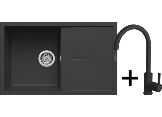 Zestaw ELLECI | zlew UNICO 300 + bateria C01 CADDY | nero G40 (LGU30040+MGKC0140)