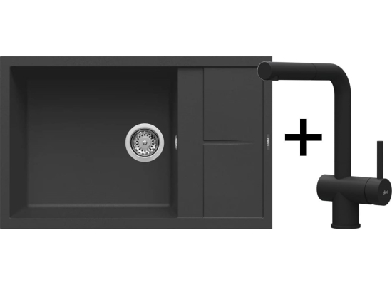 Zestaw ELLECI | zlew UNICO 310 + bateria ALUNA PLUS | nero G40 (LGU31040+MGKA0240)