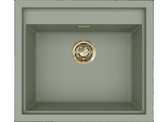 Zlew ELLECI SINTESI 105-GLD sage green (K82) KERATEK + złoty odpływ (LKS10582GLD) *** zamów wycięcie otworów GRATIS ***