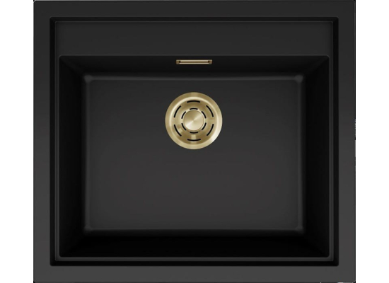 Zlew ELLECI SINTESI 105-GLD black (K86) KERATEK + złoty odpływ (LKS10586GLD) *** zamów wycięcie otworów GRATIS ***
