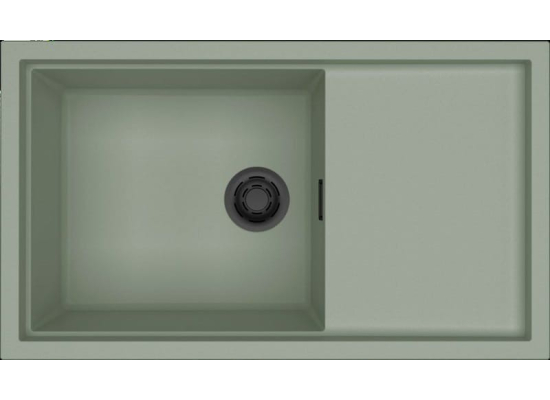Zlew ELLECI SINTESI 410-BKM sage green (K82) KERATEK + czarny odpływ (LKS41082BKM) *** zamów wycięcie otworów GRATIS ***