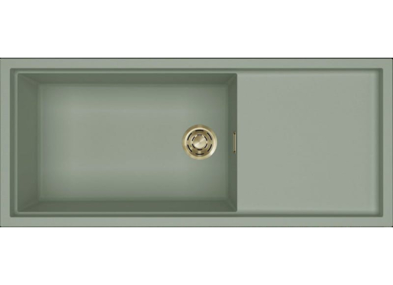 Zlew ELLECI SINTESI 510-GLD sage green (K82) KERATEK + złoty odpływ (LKS51082GLD) *** zamów wycięcie otworów GRATIS ***