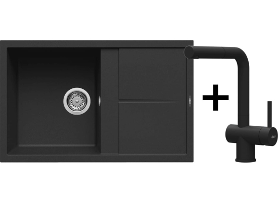 Zestaw ELLECI | zlew UNICO 300 + bateria ALUNA PLUS | black K86 (LKU30086+MKKA0286)
