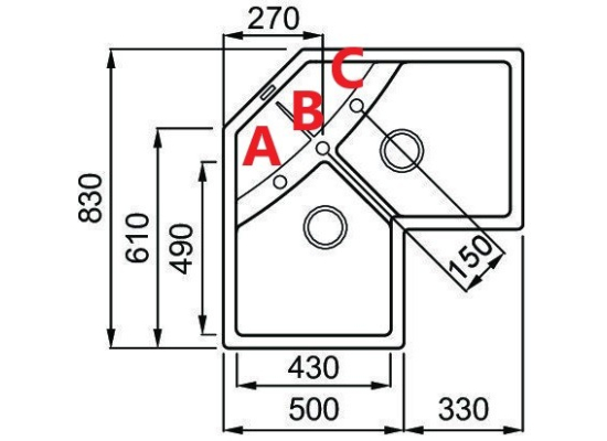 Zlew ELLECI UNICO CORNER cemento (G48) GRANITEK (LGUCOR48) *** zamów wycięcie otworów GRATIS ***