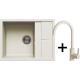 Zestaw ELLECI | zlew UNICO 125 + bateria C01 CADDY | bianco antico G62 (LGU12562+MGKC0162)