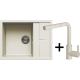 Zestaw ELLECI | zlew UNICO 125 + bateria C02 SHELL PLUS | bianco antico G62 (LGU12562+MGKC0262)