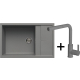 Zestaw ELLECI | zlew UNICO 310 + bateria C02 SHELL PLUS | cemento G48 (LGU31048+MGKC0248)