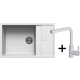 Zestaw ELLECI | zlew UNICO 310 + bateria C02 SHELL PLUS | bianco G68 (LGU31068+MGKC0268)