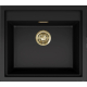 Zlew ELLECI SINTESI 105-GLD black (K86) KERATEK + złoty odpływ (LKS10586GLD) *** zamów wycięcie otworów GRATIS ***