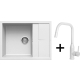 Zestaw ELLECI | zlew UNICO 125 + bateria DORA PLUS | white K96 (LKU12596+MKKDRP96)