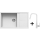 Zestaw ELLECI | zlew UNICO 410 + bateria DORA PLUS | white K96 (LKU41096+MKKDRP96)