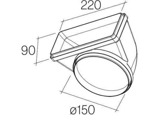 Kolanko FALMEC okrągłe fi 150mm x prostokątne 220x90mm (KACL.371)