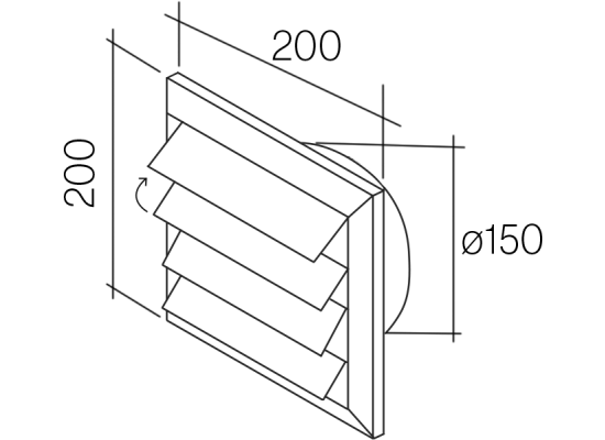 Kratka zewnętrzna FALMEC z klapkami grawitacyjnymi fi 150mm (KACL.348)