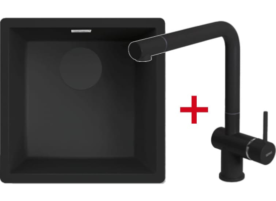 _wysyłka 24H*_| Zestaw FALMEC | zlew ISEO CERAMIX 40 + bateria ISEO CORNER | BLACK (czarny mat)