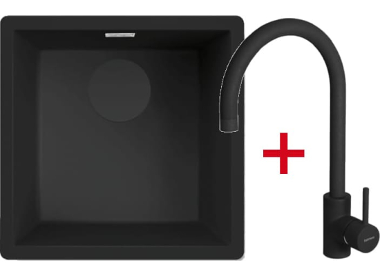 _wysyłka 24H*_| Zestaw FALMEC | zlew ISEO CERAMIX 40 + bateria ISEO ROUND | BLACK (czarny mat)