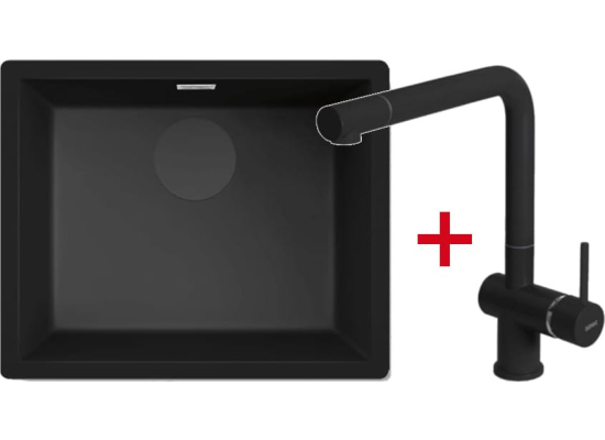 _wysyłka 24H*_| Zestaw FALMEC | zlew ISEO CERAMIX 50 + bateria ISEO CORNER | BLACK (czarny mat)
