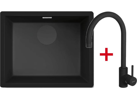 _wysyłka 24H*_| Zestaw FALMEC | zlew ISEO CERAMIX 50 + bateria ISEO ROUND | BLACK (czarny mat)
