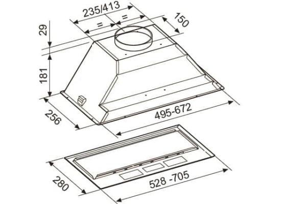 _dodatkowy RABAT %_|_wysyłka 24H*_| Okap do zabudowy FALMEC BASIC PLUS 70 szary | 400 m3/h |