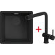 _wysyłka 24H*_| Zestaw FALMEC | zlew ISEO CERAMIX 40 + bateria ISEO CORNER | BLACK (czarny mat)