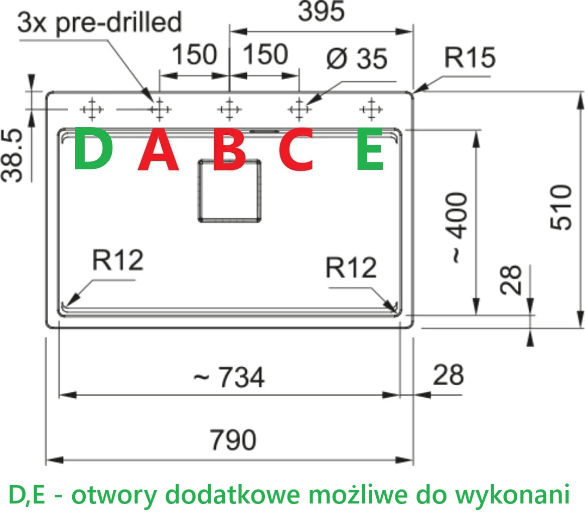 Rysunek techniczny Zlew FRANKE Kanon 2 Pro KNG PRO 610-73 czarny mat (114.0749.641)