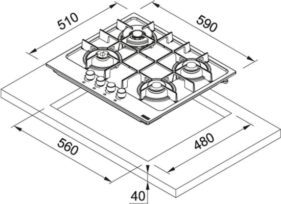 Płyta gazowa FRANKE Maris FHMA 604 3G DC XS C stal szczotkowana (106.0554.404)