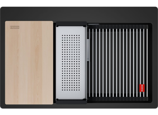 Zlew FRANKE Kanon Pro KNG PRO 610-73 czarny mat (wkładka + rollmata + deska) (114.0749.641) *** zamów wycięcie otworów GRATIS ***