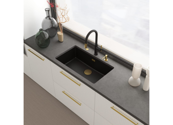 Bateria FRANKE MARIS STRIPES J PULL-OUT SPRAY czarny mat + złoty (115.0747.673)