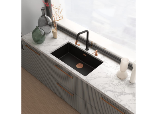 Bateria FRANKE MARIS STRIPES U PULL-OUT SPRAY czarny mat + miedziany (115.0747.677)