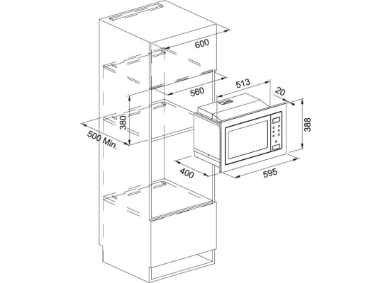 Kuchenka mikrofalowa FRANKE Smart FSM 25 MW XS czarne szkło + stal szczotkowana (131.0627.471)