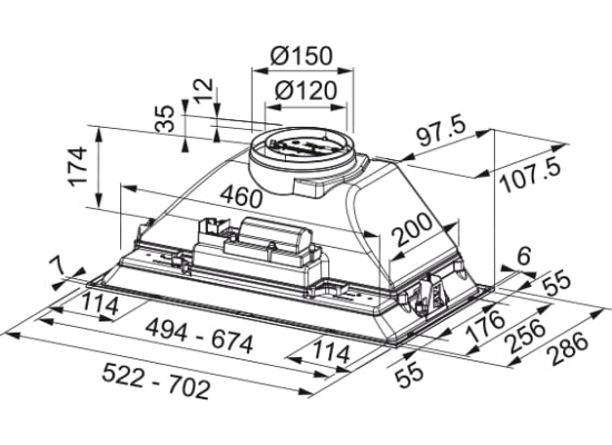 Okap do zabudowy FRANKE Box FBI 525 GR szary (305.0599.532)