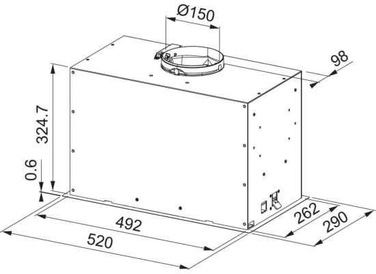 Okap do zabudowy FRANKE Box Flush FBFE A52 BK MATT czarny mat | 620m3/h (305.0665.364)
