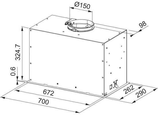 Okap do zabudowy FRANKE Box Flush FBFE A70 BK MATT czarny mat | 620m3/h (305.0665.365)