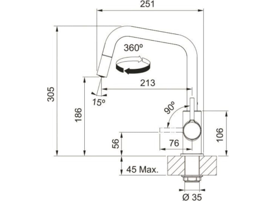 Bateria FRANKE LINA U PULL-OUT czarny mat (115.0728.477)